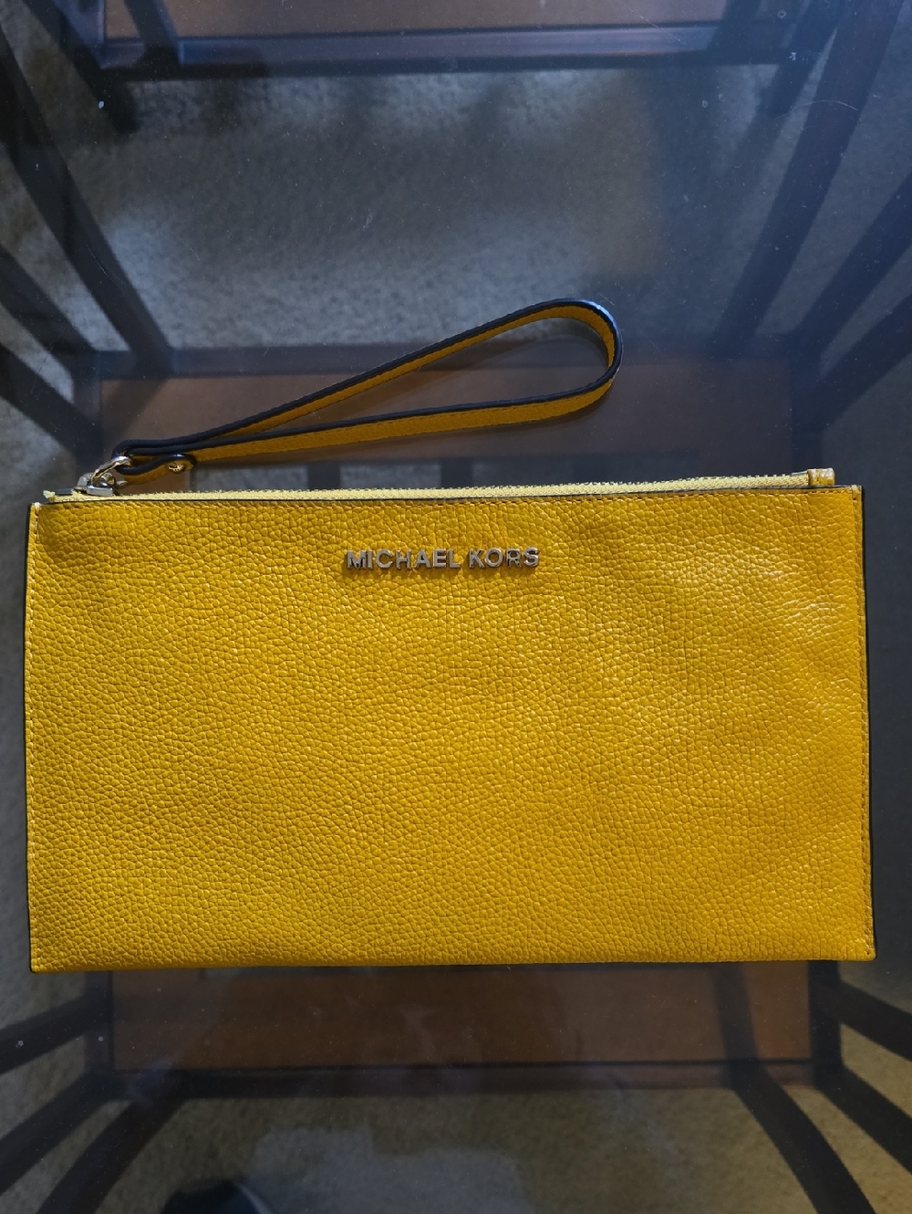 Michael Kors Yellow Leather Wristlet Clutch